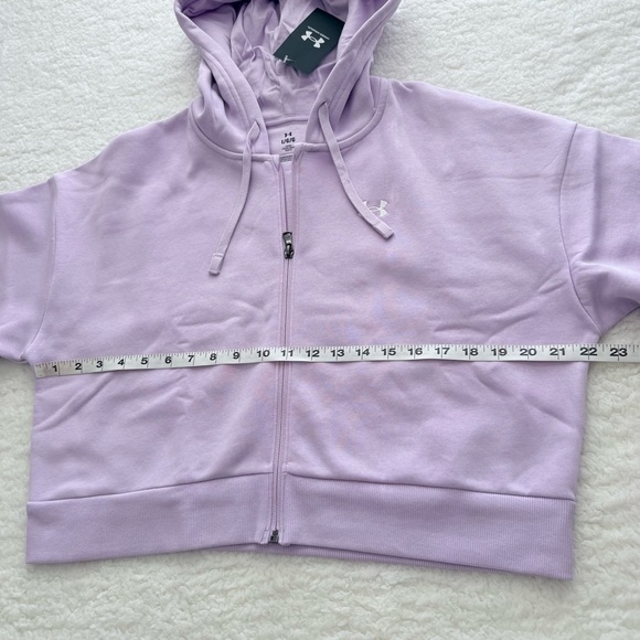 Under Armour Women's Pink Rival Fleece Cropped Full Zip Hoodie, Size L, XL - Picture 5 of 10